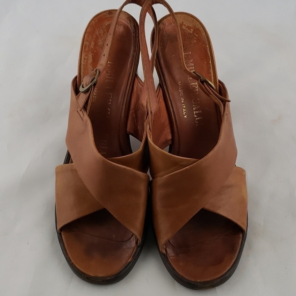 Vintage Leather Sandals Block Heel I.Miller Brown Small Platform In Box Good - Picture 3 of 12